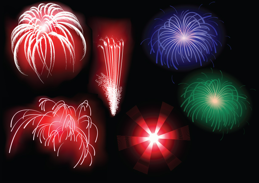 free vector 5 dazzling fireworks vector